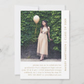 Chic White en Gold Two Photo Graduparty Kaart (Voorkant)