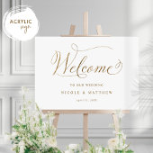 Chic White en Gold Wedding Welkom Acryl Teken Acryl Bord