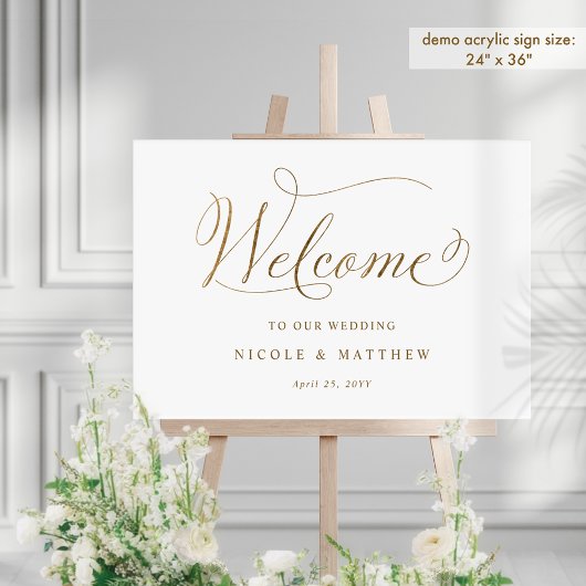 Chic White en Gold Wedding Welkom Acryl Teken Acryl Bord