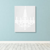 Chic White en Gray Chandelier Canvas Afdruk (Insitu (Houten vloer))