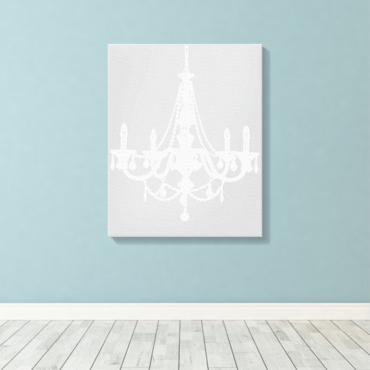 Chic White en Gray Chandelier Canvas Afdruk (Insitu (Houten vloer))
