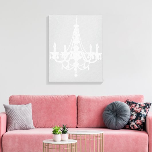 Chic White en Gray Chandelier Canvas Afdruk (Insitu (Woonkamer))
