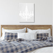 Chic White en Gray Chandelier Canvas Afdruk (Insitu (Slaapkamer))
