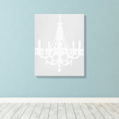 Chic White en Gray Chandelier Canvas Afdruk (Insitu (Houten vloer))