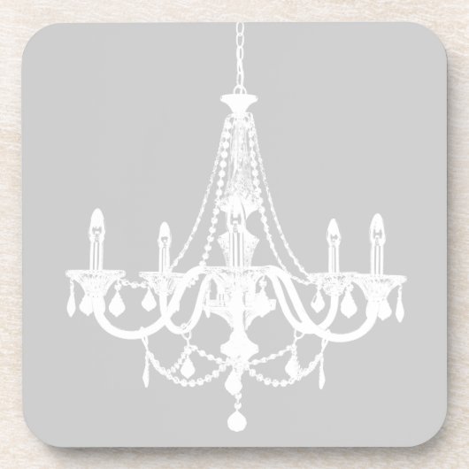 Chic White en Gray Chandelier Drankjes Onderzetter (Voorkant)