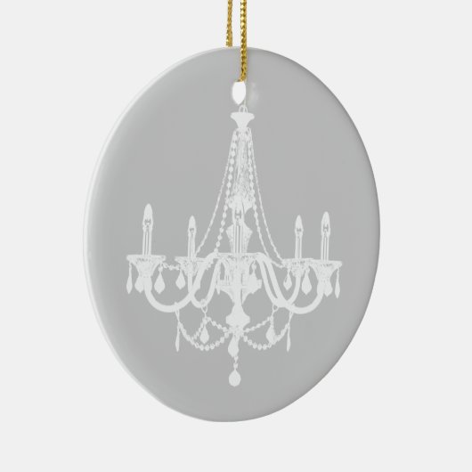 Chic White en Gray Chandelier Keramisch Ornament (Rechts)