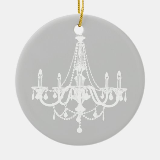 Chic White en Gray Chandelier Keramisch Ornament (Voorkant)