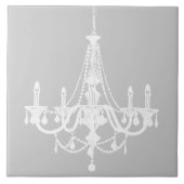 Chic White en Gray Chandelier Tegeltje (Voorkant)