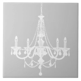 Chic White en Gray Chandelier Tegeltje