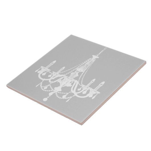 Chic White en Gray Chandelier Tegeltje (Zijkant)