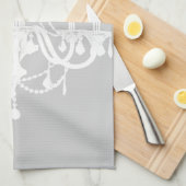 Chic White en Gray Chandelier Theedoek (Quarter Fold)