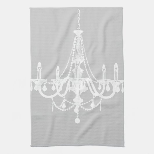 Chic White en Gray Chandelier Theedoek (Verticaal)