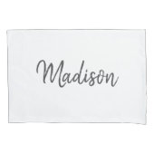 Chic White en Grey Brushed Script Monogram Name Kussensloop (Voorkant)