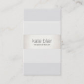 Chic White en Grey FAUX Silver Stripe Visitekaartje (Voorkant)