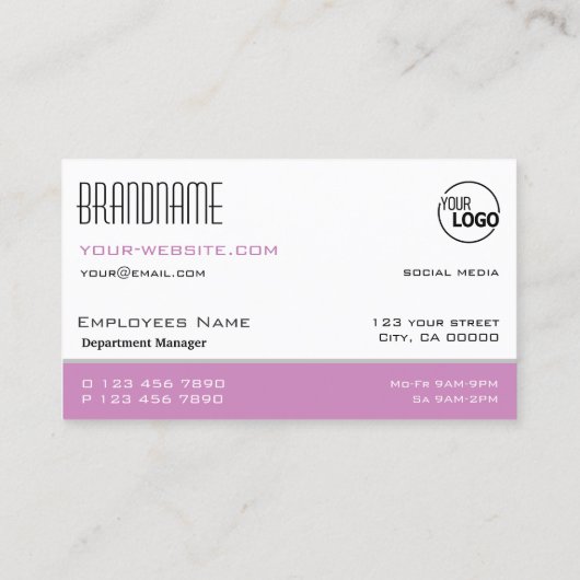 Chic White en Roze Simple Stylish met Logo Visitekaartje (Achterkant)