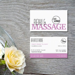 Chic White en Roze Simple Stylish met Logo Visitekaartje