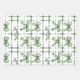 Chic White en Sage St. Patrick's Bow set van 3 Inpakpapier Vel