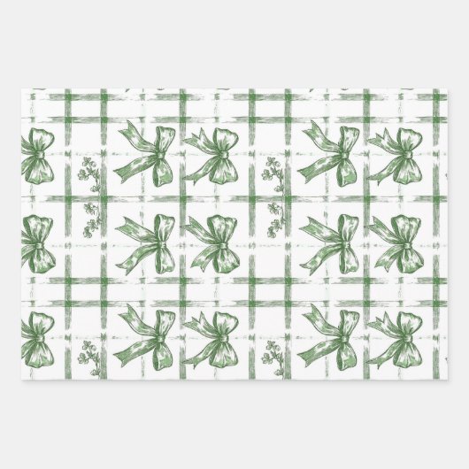 Chic White en Sage St. Patrick's Bow set van 3 Inpakpapier Vel (Voorkant)
