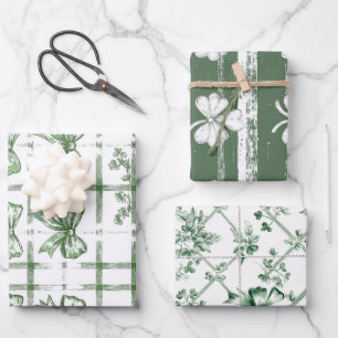 Chic White en Sage St. Patrick's Bow set van 3 Inpakpapier Vel