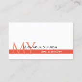 Chic White en Salmon met Monogram Professional Visitekaartje (Voorkant)