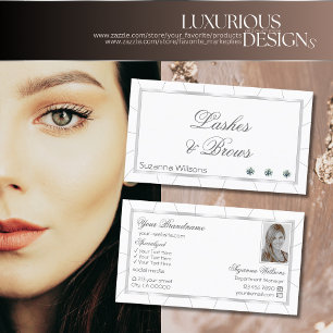 Chic White en Silver Lijst met diamanten en foto's Visitekaartje