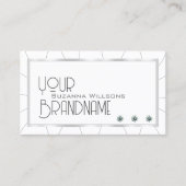 Chic White en Silver Lijst met Diamonds Modern Visitekaartje (Voorkant)