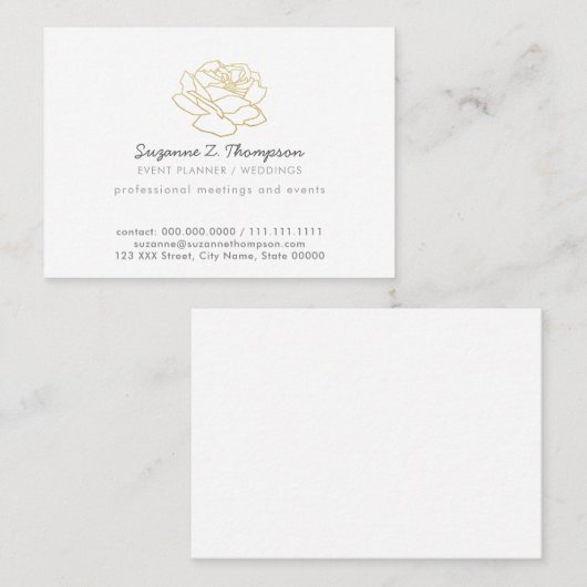 Chic White Event Planner (Weddings) Professioneel Visitekaartje (Voorkant / Achterkant)