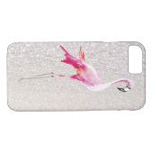 Chic white faux glitter roze waterverf flamingo Case-Mate iPhone case (Achterkant (Horizontaal))