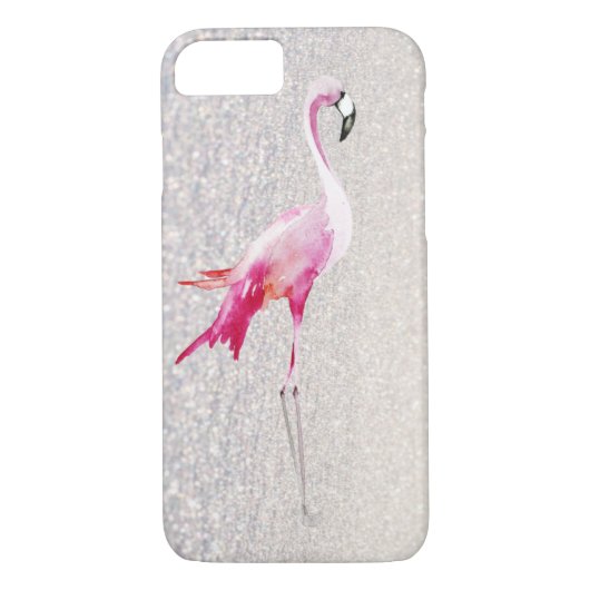 Chic white faux glitter roze waterverf flamingo Case-Mate iPhone case (Achterkant)