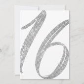Chic White Faux Zilveren Sequin Glitter Sweet 16 Kaart (Achterkant)