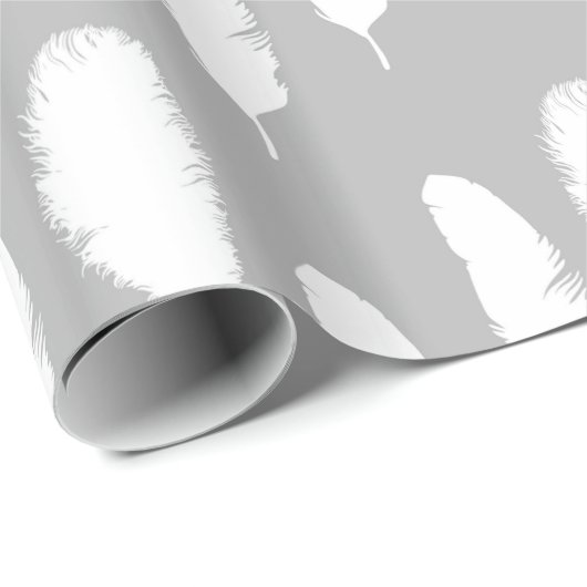 Chic White Feathers Cadeaupapier (Rol Hoek)