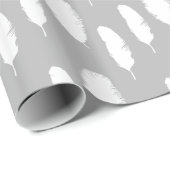Chic White Feathers Cadeaupapier (Rol Hoek)