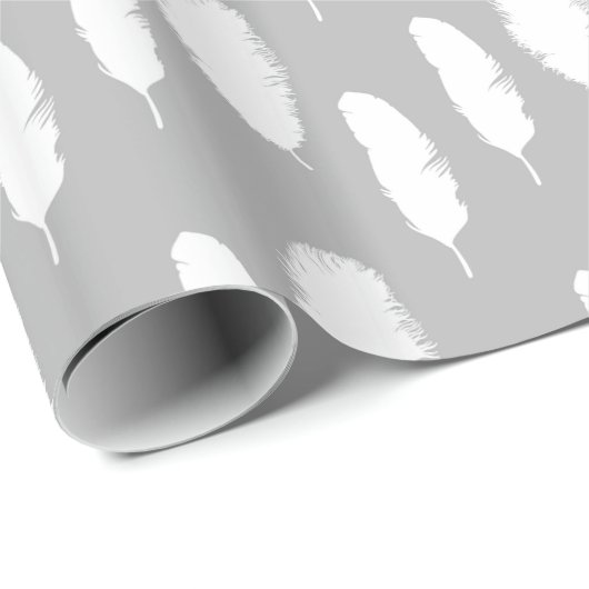 Chic White Feathers Cadeaupapier (Rol Hoek)