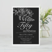 Chic White Floral 50 en Fabulous Birthday Kaart (Staand voorkant)