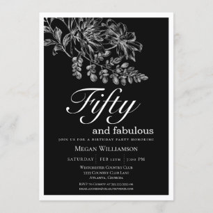 Chic White Floral 50 en Fabulous Birthday Kaart