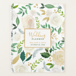 Chic White Floral Gold Wedding Planner notitieboek