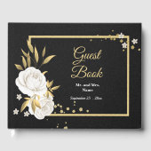 chic white floral goudblad black gast gastenboek (Voorkant)