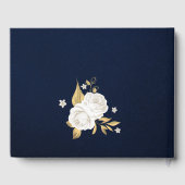 chic white floral goudbladeren marineblauw gastenboek (Achterkant)