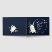 chic white floral goudbladeren marineblauw gastenboek (Volledig)