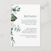 Chic White Floral Guest Information Enclosure Kaar Informatiekaartje (Voorkant)