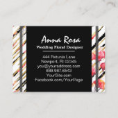 *~* Chic White Floral Red Poppy Glitter Foil Black Visitekaartje (Achterkant)