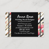 *~* Chic White Floral Red Poppy Glitter Folie Zwar Visitekaartje (Achterkant)