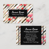 *~* Chic White Floral Red Poppy Glitter Folie Zwar Visitekaartje (Voorkant / Achterkant)