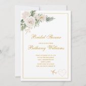 Chic White floral Travel Bridal Shower Invitation Kaart (Voorkant)