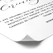 Chic White Floral Unplugged Ceremony Wedding Sign Poster (Hoek)