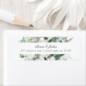 Chic White Floral Wedding Return Address Label (Insitu)