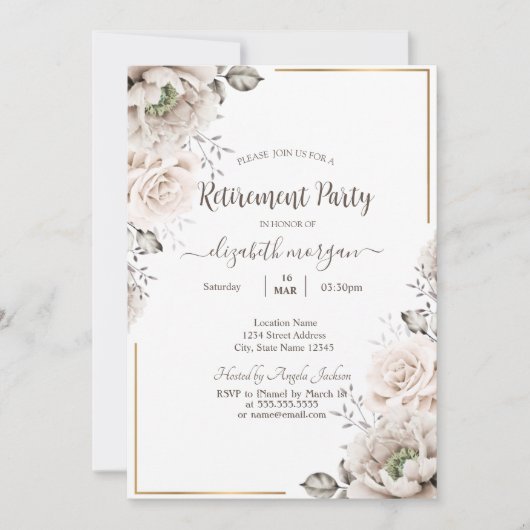 Chic White Flowers Retirement Kaart (Voorkant)