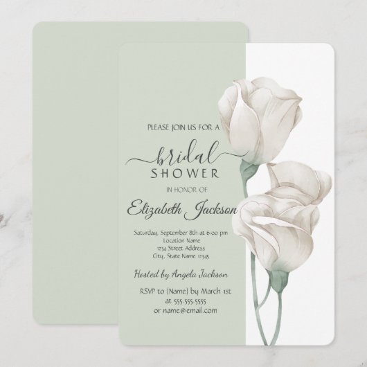 Chic White Flowers Roos Vrijgezellenfeest Kaart (Voorkant / Achterkant)