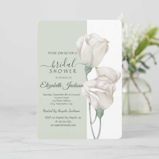 Chic White Flowers Roos Vrijgezellenfeest Kaart (Staand voorkant)