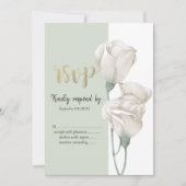 Chic White Flowers Rozen RSVP Kaart (Voorkant)